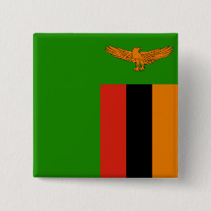 Badge Carré 5 Cm Drapeau Zambie