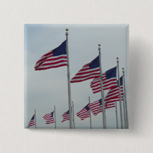 Badge Carré 5 Cm Drapeaux américains au Monument de Washington