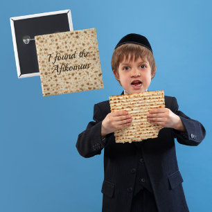 Badge Carré 5 Cm Drôle Matzah Passover Seder J'ai trouvé Afikoman