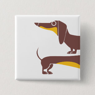 Badge Carré 5 Cm Drôle mignon dachshund pour parent chien long