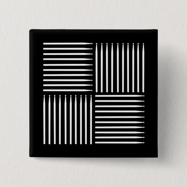Badge Carré 5 Cm Drum Crosshatch noir (Devant)