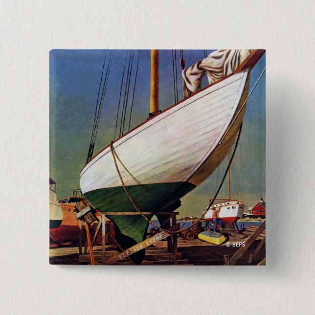 Badge Carré 5 Cm Dry Dock par John Atherton (Devant)