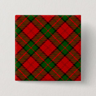 Badge Carré 5 Cm Dunbar tartan rouge vert carreaux