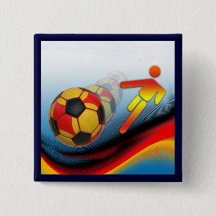 Badge Carré 5 Cm Dynamique du football et du football