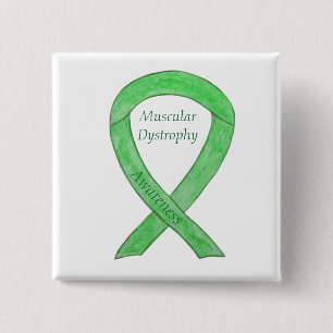 Badge Carré 5 Cm Dystrophie musculaire Sensibilisation Lime Ruban P