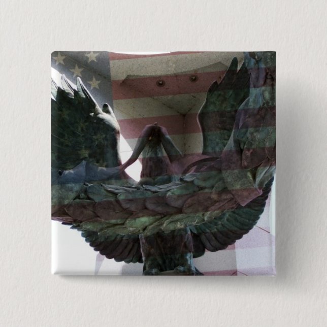 Badge Carré 5 Cm Eagle patriotique avec le drapeau (Devant)
