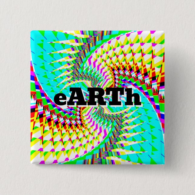 Badge Carré 5 Cm eARTh ( vous pouvez modifier le mot ) (Devant)