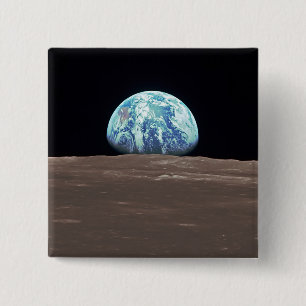 Badge Carré 5 Cm Earthrise de la lune