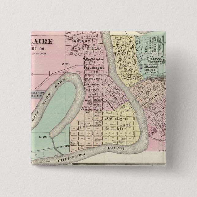 Badge Carré 5 Cm Eau Claire et Medford (Devant)