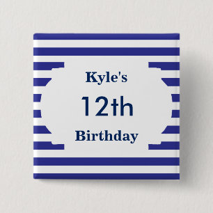 Badge Carré 5 Cm Écart d'anniversaire avec nom et âge