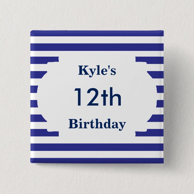 Badge Carré 5 Cm Écart d'anniversaire avec nom et âge (Devant)