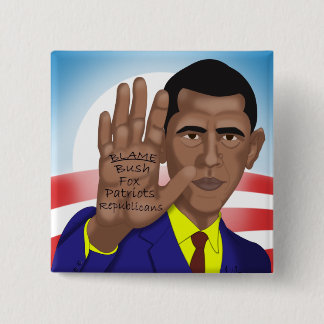 Badge Carré 5 Cm Échanges d'Obama de télésouffleur