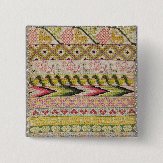 Badge Carré 5 Cm Échantillonneur de broderie (Devant)