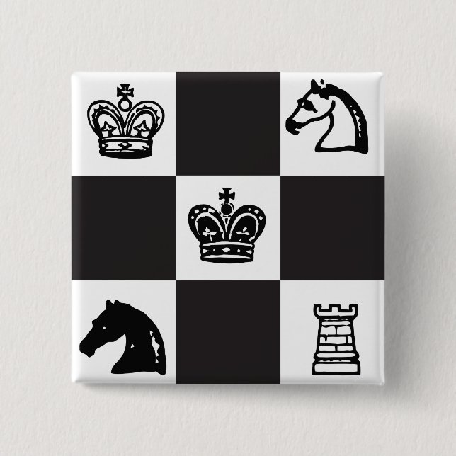 Badge Carré 5 Cm Échecs (Devant)