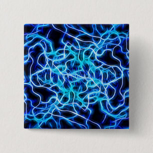 Badge Carré 5 Cm Éclair électrique néon bleu Tesla Coil