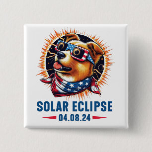 Badge Carré 5 Cm Éclipse solaire totale Avril 2024