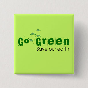 Badge Carré 5 Cm Eco-Friendly   Go Green Button