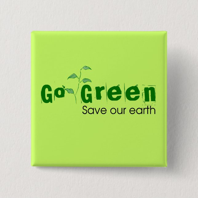 Badge Carré 5 Cm Écologique | Bouton Devenez écolo (Devant)