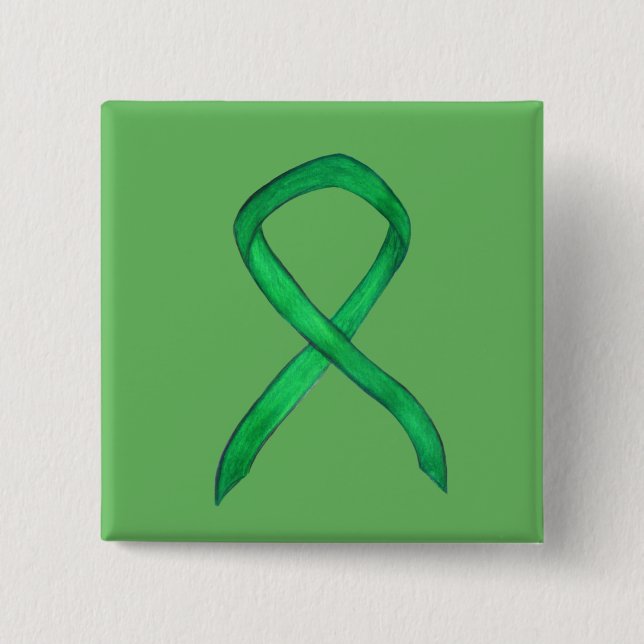 Badge Carré 5 Cm Écran de sensibilisation au vert Ruban d'art perso (Devant)