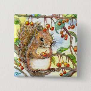 Badge Carré 5 Cm Écureuil de bébé