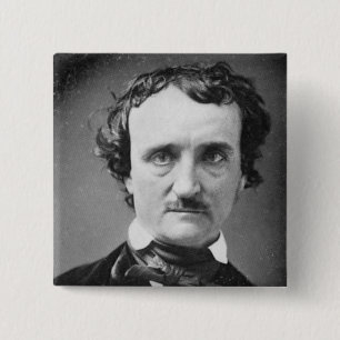 Badge Carré 5 Cm Edgar Allan Poe ~ Portrait 1849