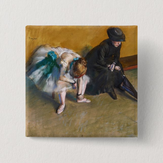 Badge Carré 5 Cm Edgar Degas - En attente (Devant)