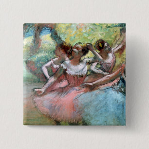 Badge Carré 5 Cm Edgar Degas quatre ballerines sur l'étape