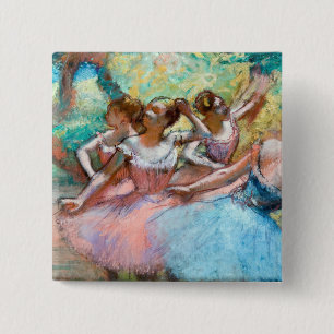 Badge Carré 5 Cm Edgar Degas - Quatre ballerines sur scène