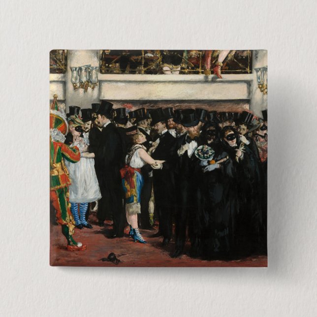 Badge Carré 5 Cm Edouard Manet - Bal masqué à l'Opéra (Devant)