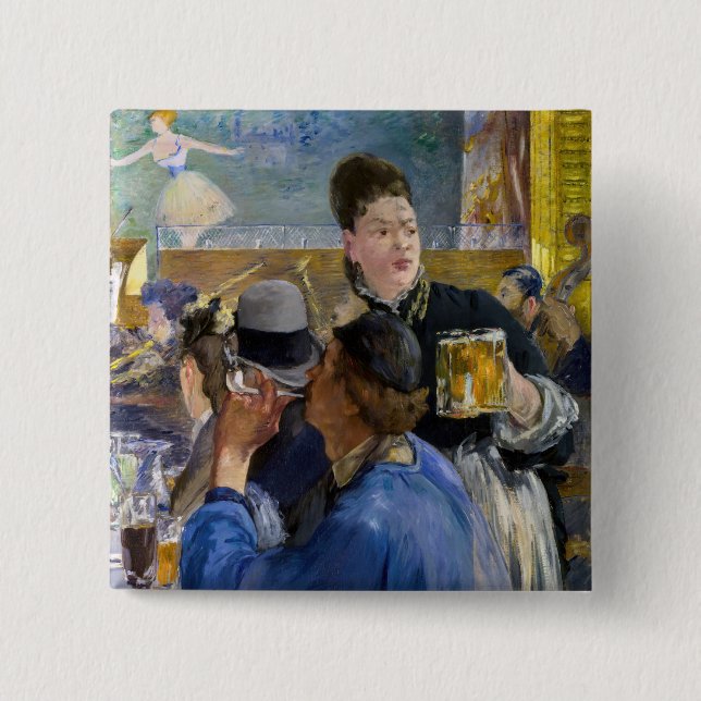 Badge Carré 5 Cm Edouard Manet - Coin d'un Café-Concert (Devant)