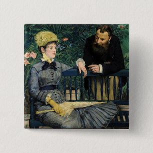 Badge Carré 5 Cm Edouard Manet - Dans la serre