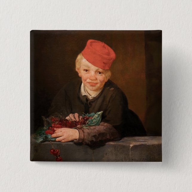 Badge Carré 5 Cm Edouard Manet - Garçon aux cerises (Devant)