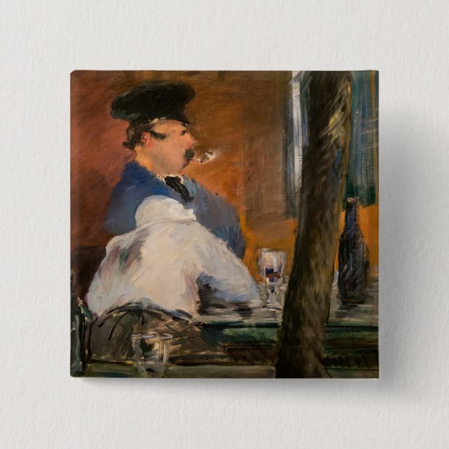 Badge Carré 5 Cm Edouard Manet - Le Bar, Le Bouchon (Devant)