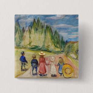 Badge Carré 5 Cm Edvard Munch - La forêt Fairytale