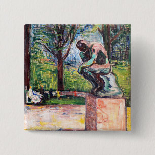 Badge Carré 5 Cm Edvard Munch - Le penseur de Rodin