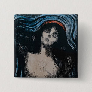 Badge Carré 5 Cm Edvard Munch - Madonna Lithographie