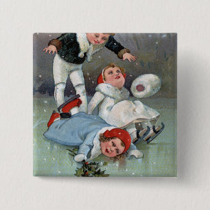 Badge Carré 5 Cm Effondrement de patinage d'enfants de GladnessIce