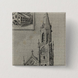 Badge Carré 5 Cm Église de l'Assomption, Ansonia, Conn