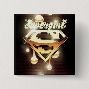 Badge Carré 5 Cm Égouttements d'or de Supergirl