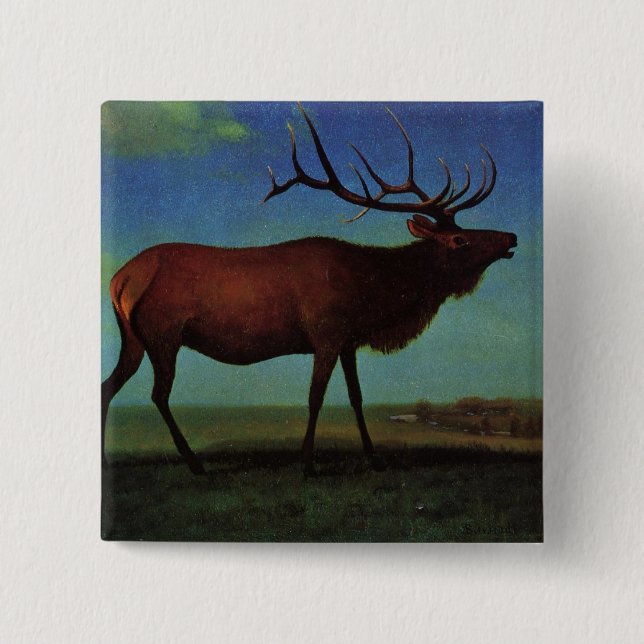 Badge Carré 5 Cm Élans par Albert Bierstadt (Devant)