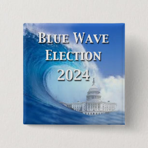 Badge Carré 5 Cm Élection Blue Wave 2024