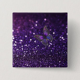 Badge Carré 5 Cm Élégance Enchantante : Le Papillon Parkly Violet