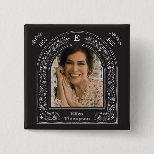 Badge Carré 5 Cm Élégant Mémorial Floral
