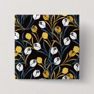 Badge Carré 5 Cm Élégant motif floral de Tulipe