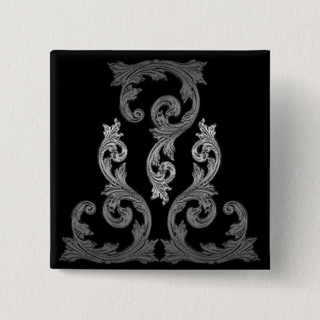 Badge Carré 5 Cm élégante conception de goth orné (Devant)