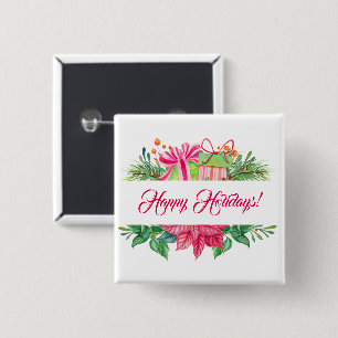 Badge Carré 5 Cm Éléments de Noël bonnes fêtes