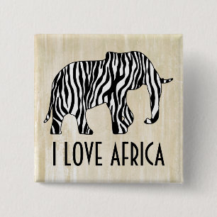 Badge Carré 5 Cm Elephant avec Zebra Stripes + vos idées