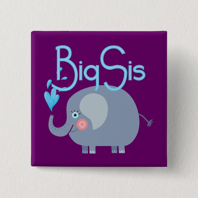 Badge Carré 5 Cm Elephant Big Sis (Devant)