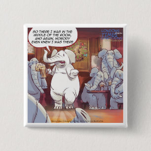 Badge Carré 5 Cm Éléphant Blanc Drôle Dans La Pièce