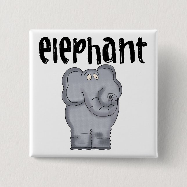 Badge Carré 5 Cm Éléphant gris (Devant)
